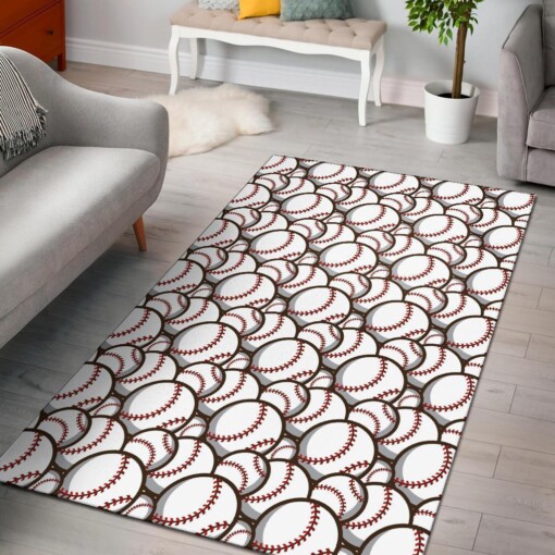 Baseball Print Pattern Area Limited Edition Rug
