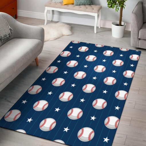 Baseball Star Pattern Print Area Limited Edition Rug