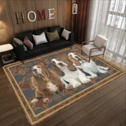 Basset Hound Floral Rectangle Limited Edition Rug