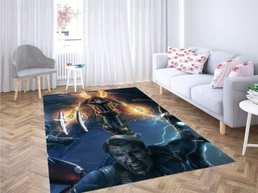 Battle Captain Marvel Carpet Rug