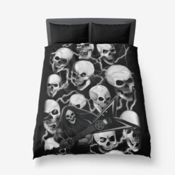 Skull Pentagram Guitar Heavy Metal Music Thrash Metal Death Metal Rocker 3 Piece Duvet Set