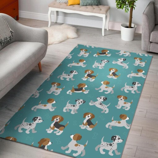 Beagle Dog Bone Pattern Print Area Limited Edition Rug