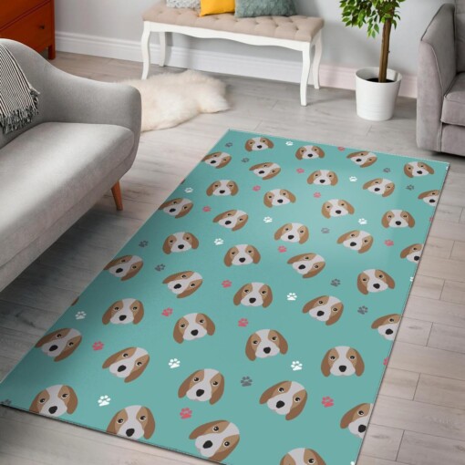 Beagle Paw Pattern Print Area Limited Edition Rug
