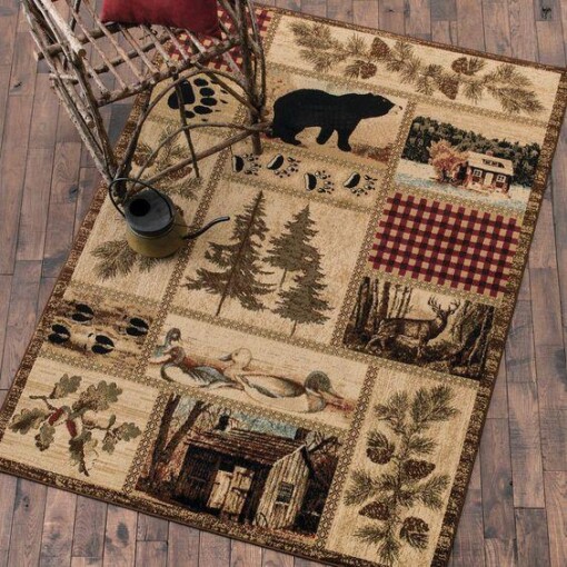 Bear Hunting Rustic Limited Edition Rug