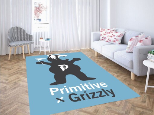 Bear Primitive Grizzly Icon Carpet Rug