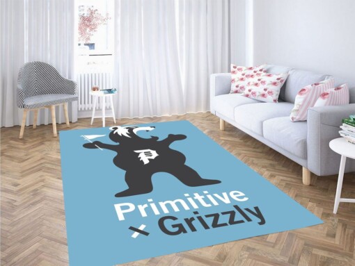 Bear Primitive Grizzly Icon Living Room Modern Carpet Rug