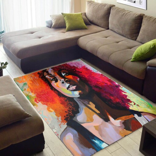 Beautiful African American Art Girl Large Themed Home Rug