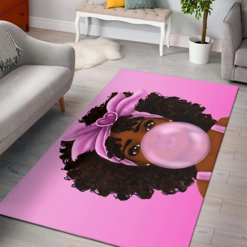 Beautiful African Girl Blowing A Bubble Rug
