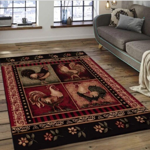 Beautiful Rooster Chicken Rectangle Limited Edition Rug
