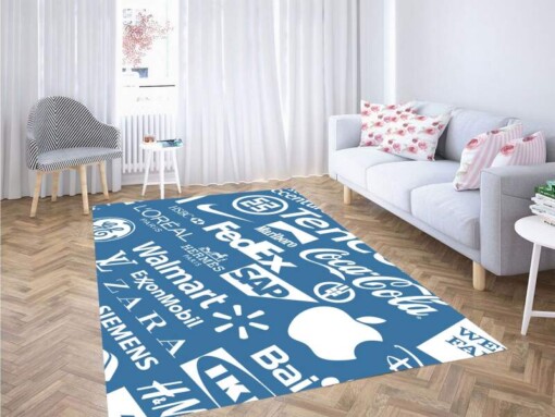 Big Company Pattern Blue Carpet Rug