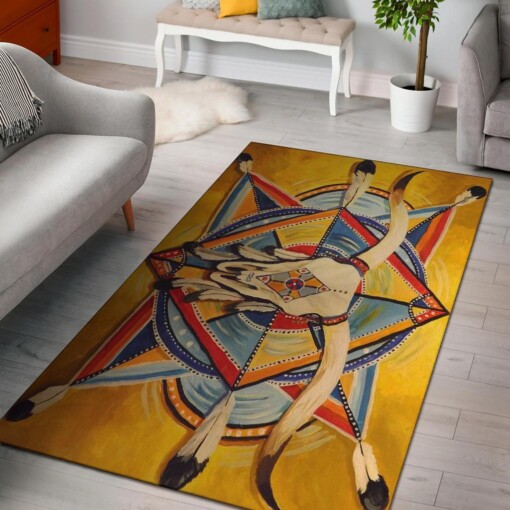Bison Yellow Native American Pride Area Limited Edition Rug