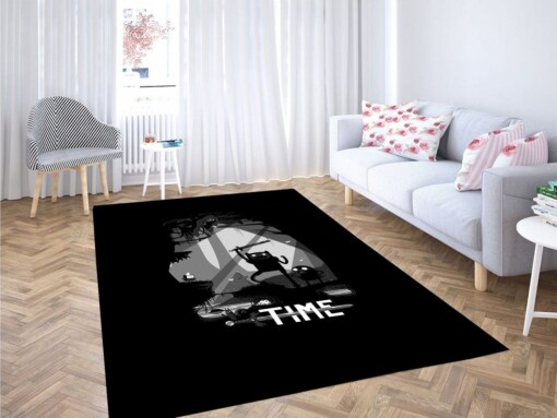 Black And White Adventure Time Living Room Modern Carpet Rug