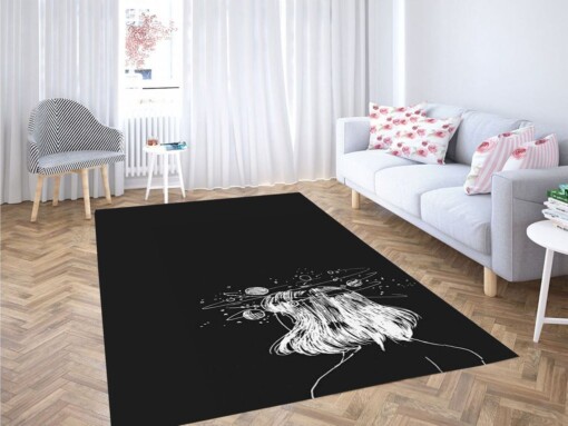 Black And White Wallpaper Space Living Room Modern Carpet Rug