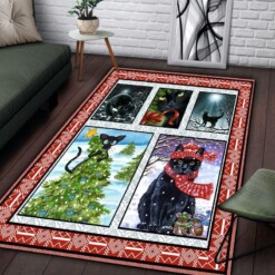 Black Cat Merry Christmas Rectangle Limited Edition Rug