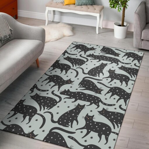 Black Cat Print Pattern Area Limited Edition Rug