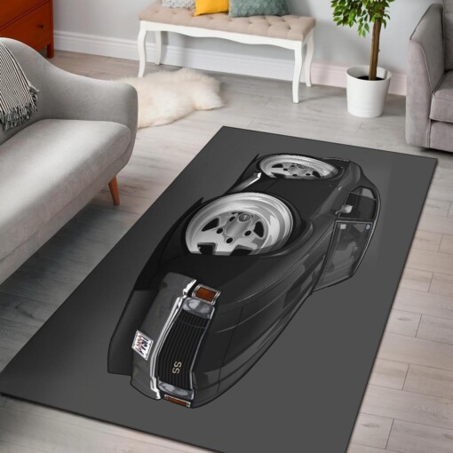 Black Chevy Chevelle Muscle Car Art Area Rug