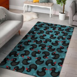 Black Duck Mallard Pattern Print Area Limited Edition Rug