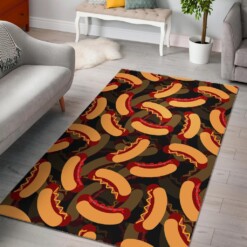 Black Hot Dog Pattern Print Area Limited Edition Rug