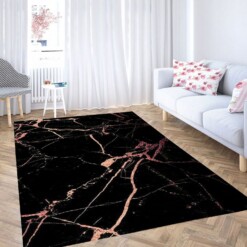 Black Marble Wallpaper Carpet Rug