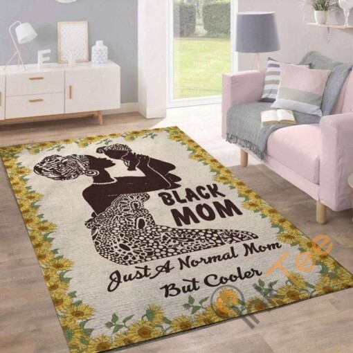 Black Mom Sunflower Girl Magic Afro American For Living Room Home Decoration Rug