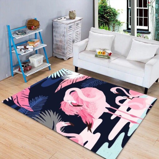 Black Pink Flamingo Rectangle Limited Edition Rug
