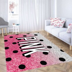 Black Polkadot Pink Victoria Secret Carpet Rug