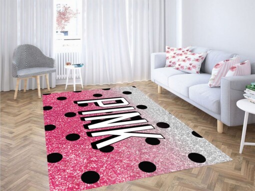 Black Polkadot Pink Victoria Secret Living Room Modern Carpet Rug