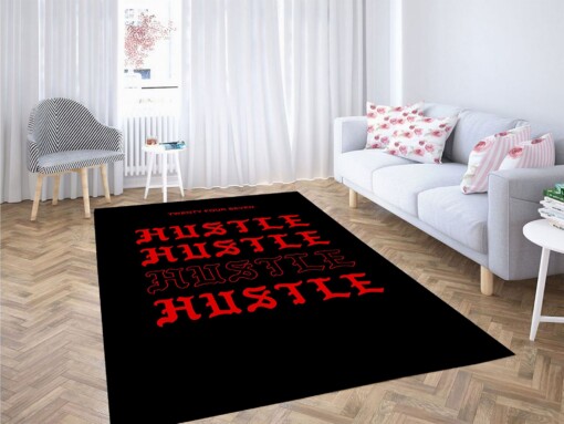 Black Red Hustle 247 Carpet Rug