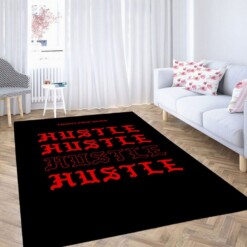 Black Red Hustle 247 Living Room Modern Carpet Rug