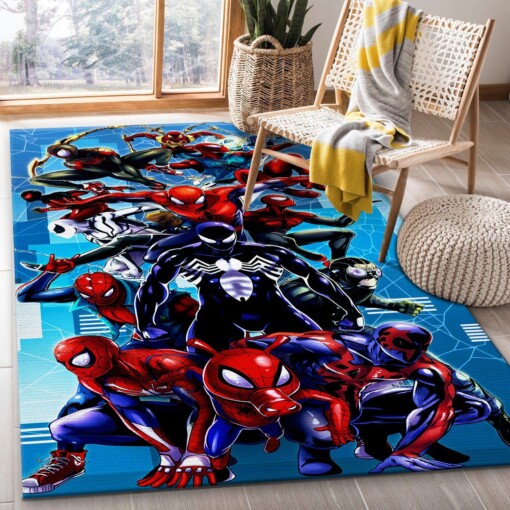 Black Spiderman Rug  Custom Size And Printing