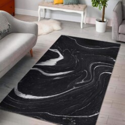 Black White Liquid Marble Limited Edition Rug