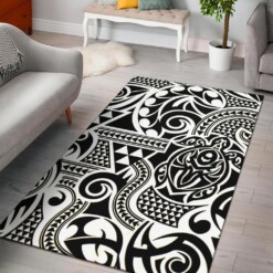 Black  White Pattern Area Rug