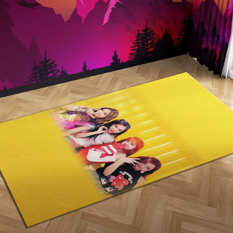 Blackpink Kick It Yellow Carpet Mock Area Rug