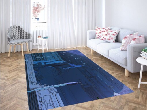 Blade Runner Building Blue Living Room Modern Carpet Rug