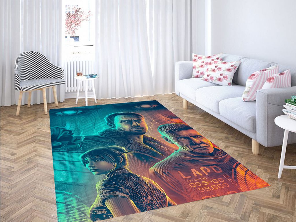Blade Runner Film Blue And Red Living Room Modern Carpet Rug
