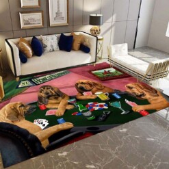 Bloodhound Playing Poker Rectangle Limited Edition Rug