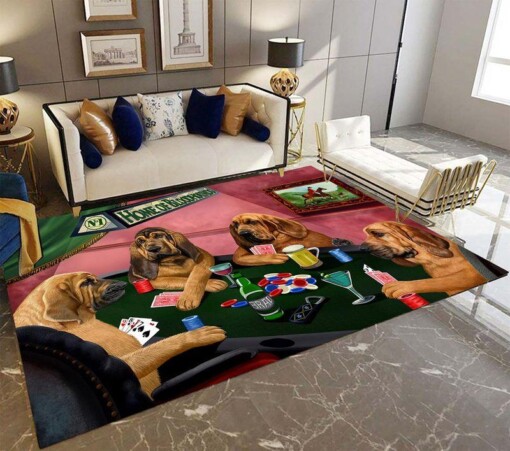 Bloodhound Playing Poker Rectangle Limited Edition Rug