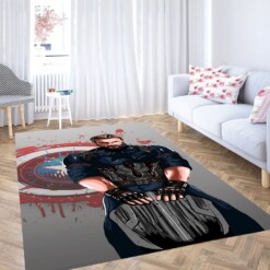 Bloody Captain America Shield Carpet Rug