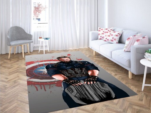 Bloody Captain America Shield Carpet Rug