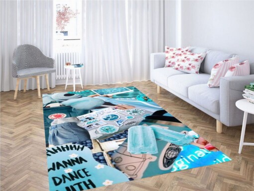 Blue Aesthetic Background Living Room Modern Carpet Rug