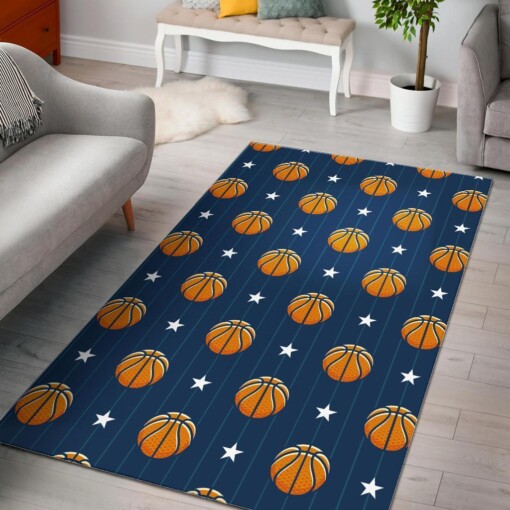 Blue Basketball Pattern Print Area Limited Edition Rug