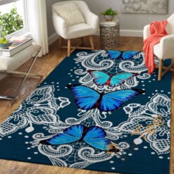 Blue Butterflies Area Rug