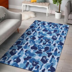 Blue Camo Camouflage Area Rug