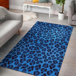 Blue Cheetah Leopard Pattern Print Area Limited Edition Rug