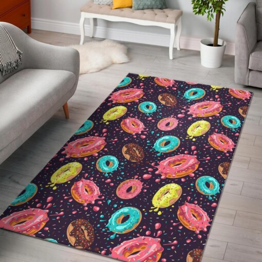 Blue Donut Pattern Print Area Limited Edition Rug