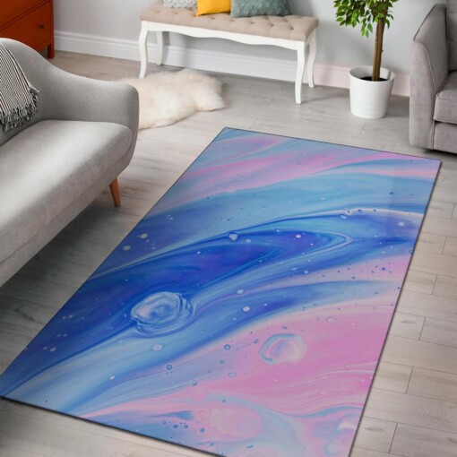 Blue Pink Abstract Painting Area Rug