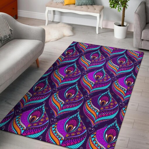 Bohemian Purple Pattern Print Area Limited Edition Rug