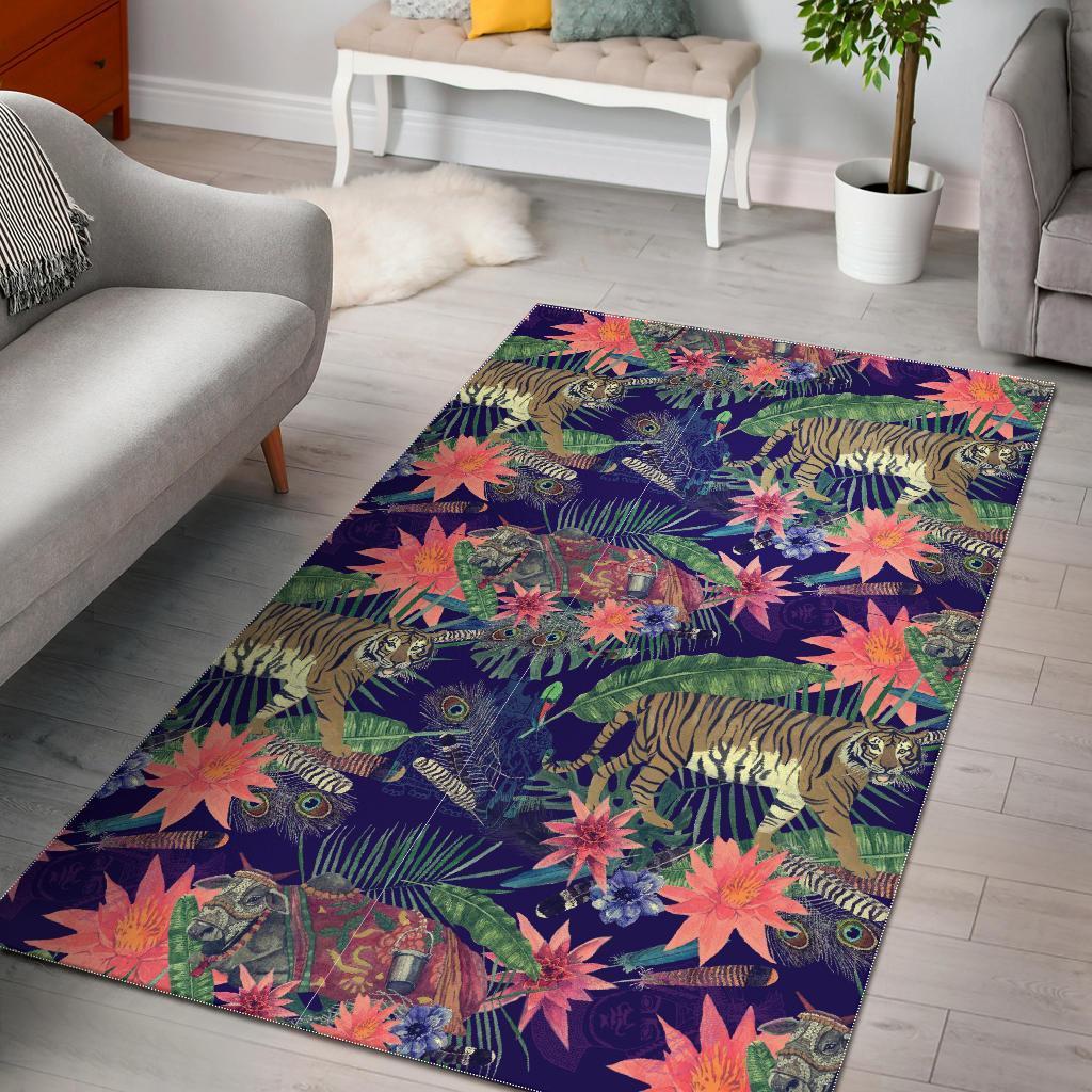 Bohemian Tiger Pattern Print Area Limited Edition Rug