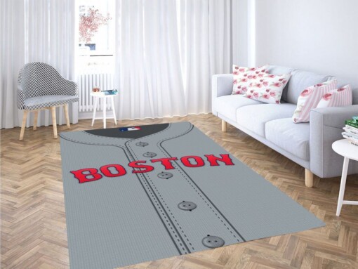 Boston Red Living Room Modern Carpet Rug