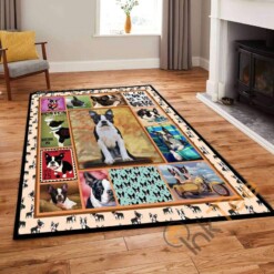 Boston Terrier Pitbull Cute Dog Animal Living Room Bedroom Gift For Lovers Rug